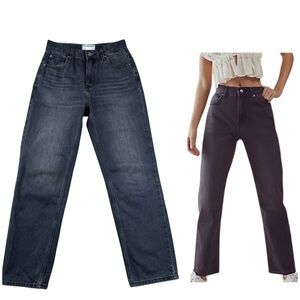 Free People We The Free Pacifica High Rise Straight Leg Jeans Sz 26 Black Grunge